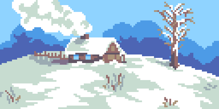 Рисование - Домик на холме