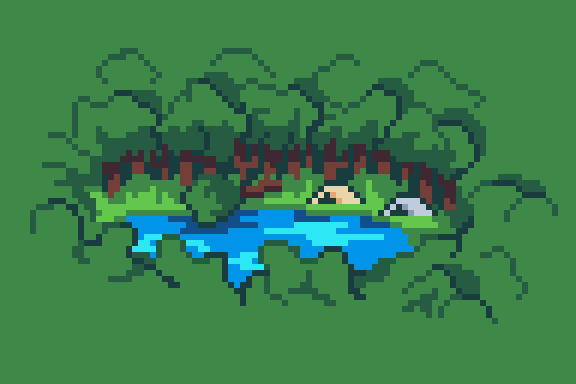 Рисование - Палатки у озера