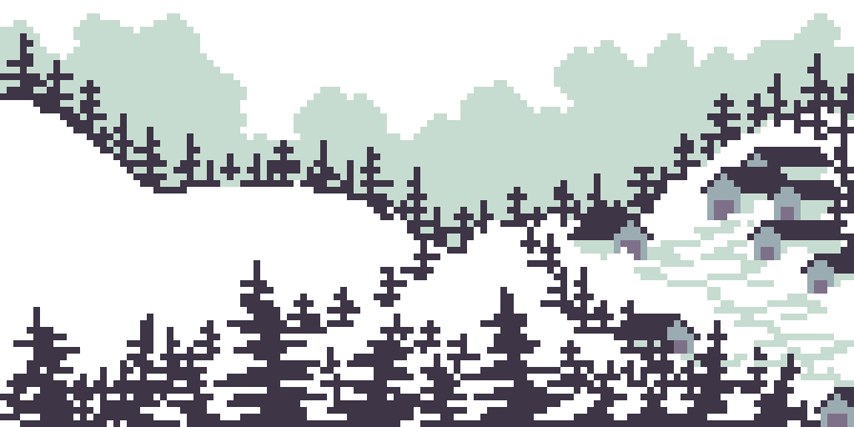 Рисование - Лесная деревня зимой