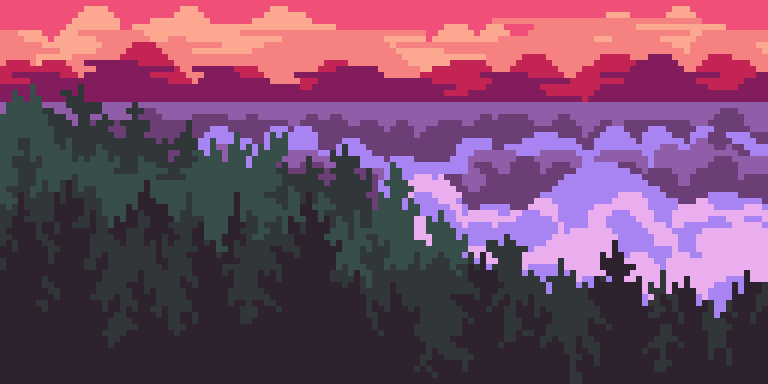 Рисование - Закатный лес