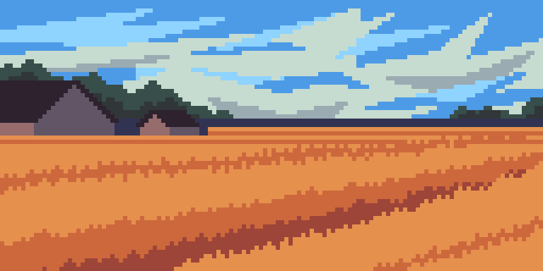 Рисование - Дома в поле