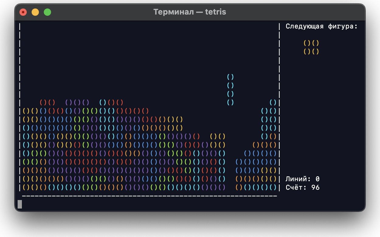 Tetris - Падение большой палочки
